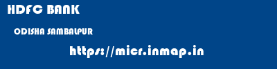 HDFC BANK  ODISHA SAMBALPUR    micr code